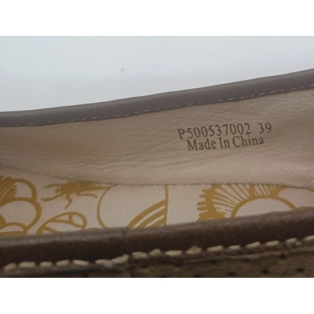Fly London‎ Wedge Pumps Womens 8.5 Brown Good Perforated Leather Platform
